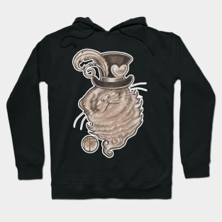 Ferret In Top Hat - White Outlined Version Hoodie